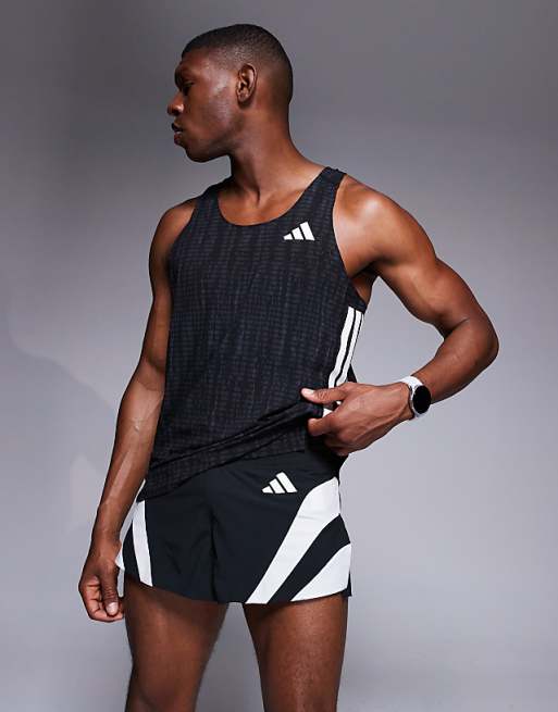 Adidas Running Adizero Shorts With Side 3 Stripes In Black