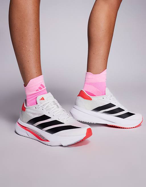 adidas Running Adizero SL2 trainers in white red and black