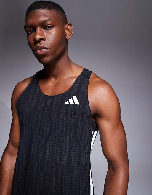 Adidas Running Adizero Vest In Black Print