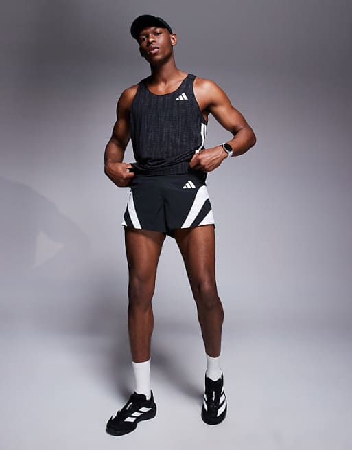 Adidas Running Adizero Vest In Black Print