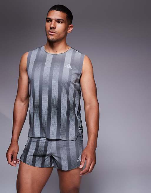 adidas Running Adizero vest with print in black grey
