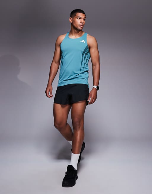 Adidas Running Adizero Vest With Side 3 Stripes In Teal