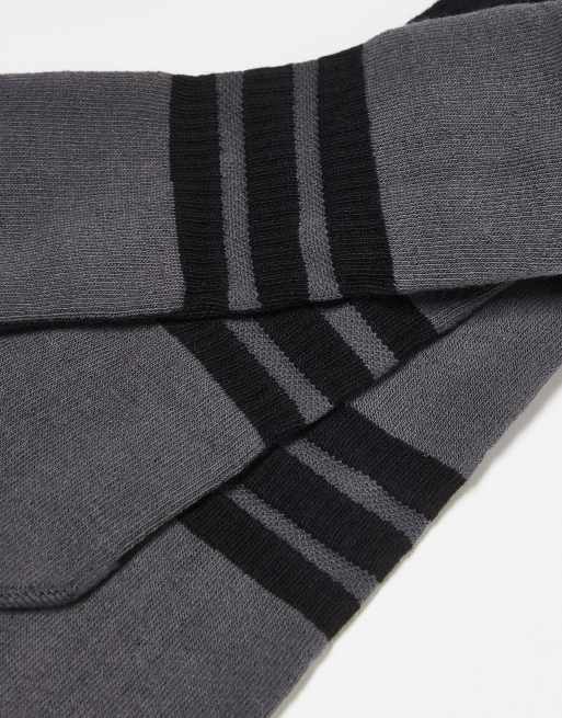 Adidas Running Essentials Ankle Socks In Black And Grey 3 Pack
