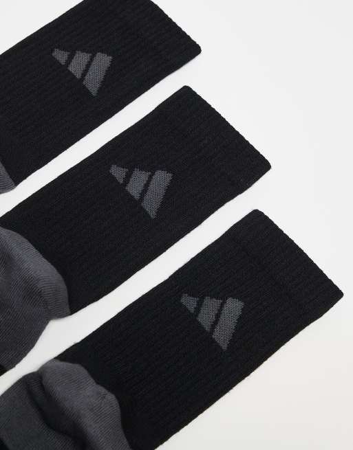 Adidas Running Essentials Crew Socks In Black And Grey 3 Pack