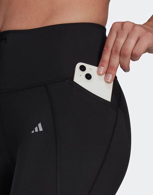 Adidas Running Leggings In Black With Pockets
