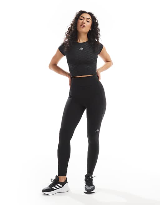 adidas Running Own The Run 7/8 leggings with phone pocket in black