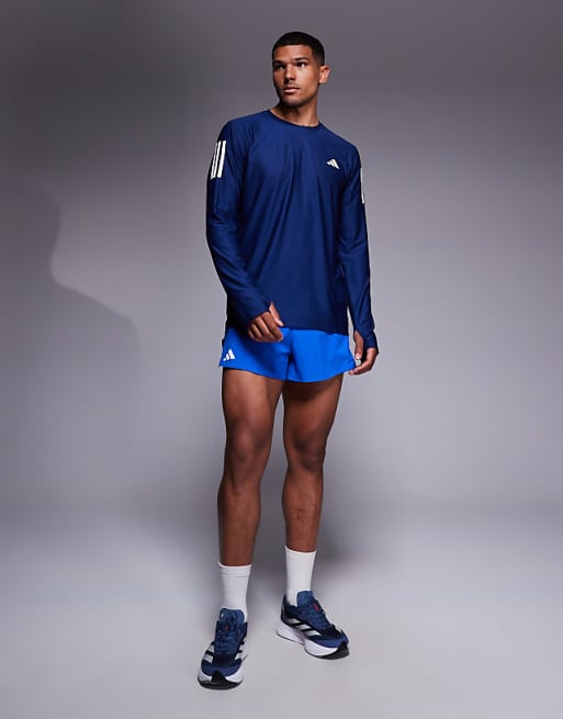 Adidas Running Own The Run Base Long Sleeve Top In Navy