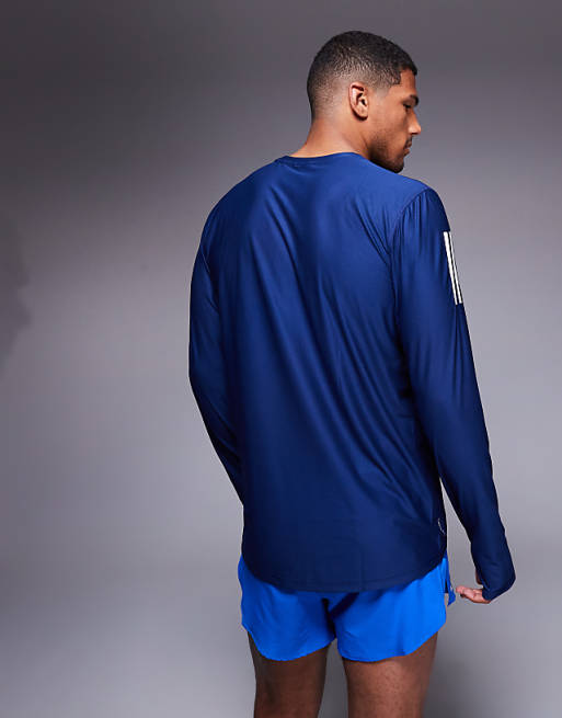 Adidas Running Own The Run Base Long Sleeve Top In Navy