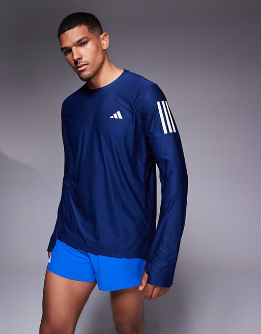 adidas Running Own The Run base long sleeve top in navy