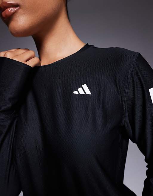 Adidas Running Own The Run Long Sleeve Top In Black