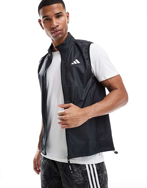 adidas Running Own The Run zip thru gilet in black