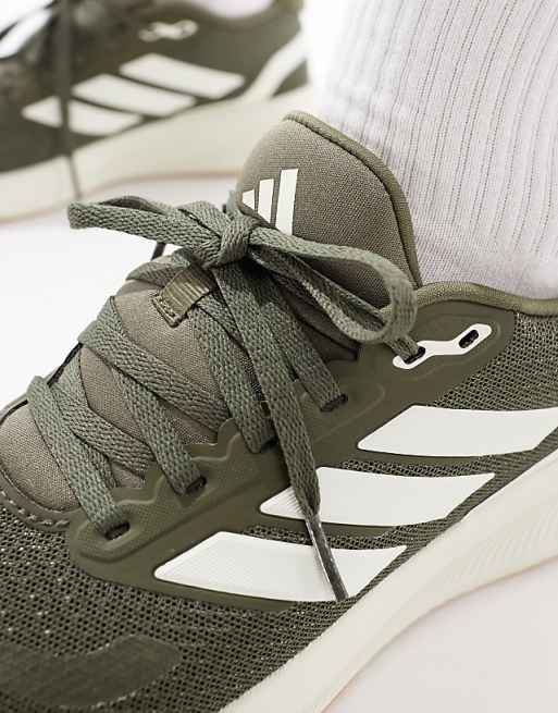 Adidas Running RunFalcon 5 Trainers In Olive Green And Cream