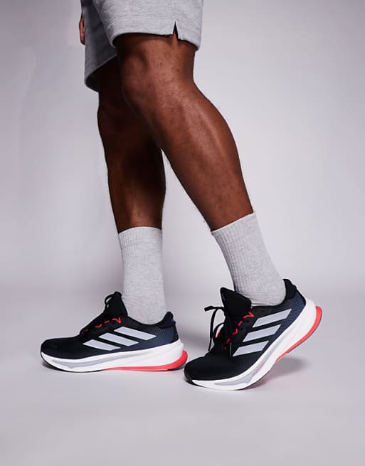 Adidas Running Supernova Rise 2 Trainers In Black Grey And Red