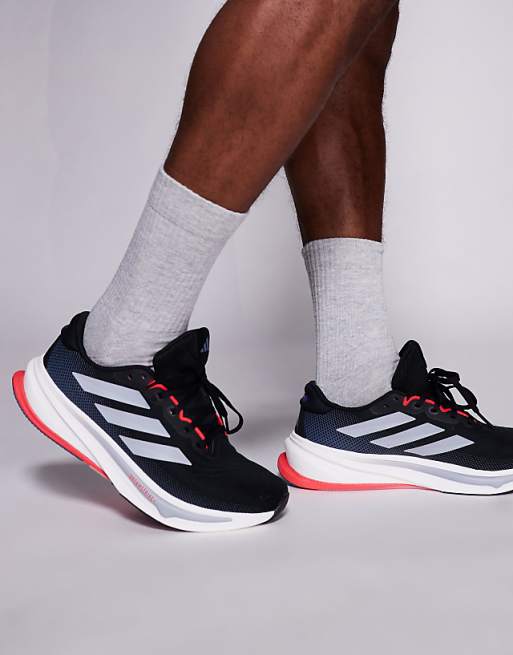 Adidas Running Supernova Rise 2 Trainers In Black Grey And Red