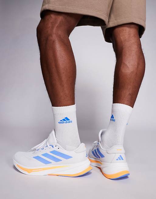 Adidas Running Supernova Rise 2 Trainers In White Blue And Orange
