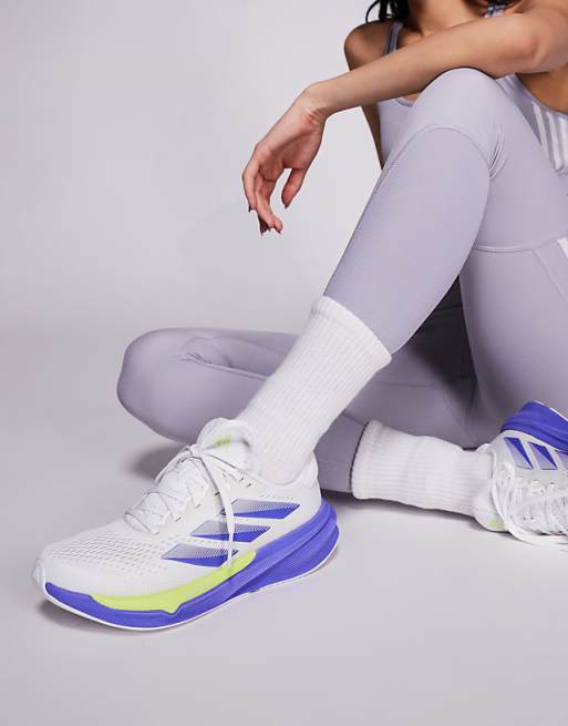 adidas Running Supernova Stride 2 trainers in white silver and purple