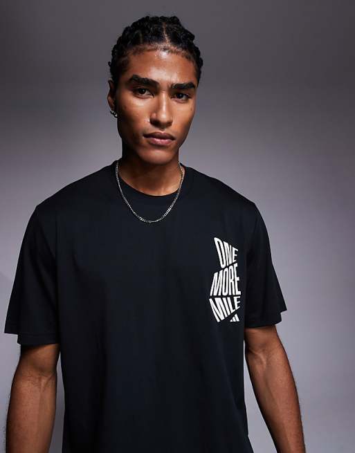 Adidas Running T-shirt With One More Mile Graphic In Black