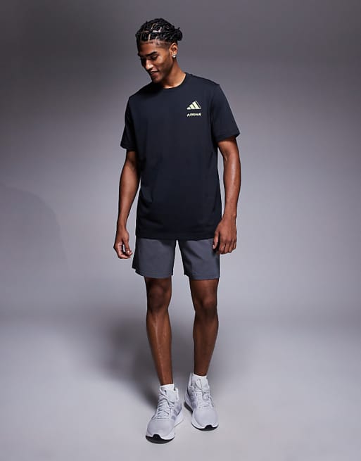 Adidas Running T-shirt With Retro Back Print In Off Black