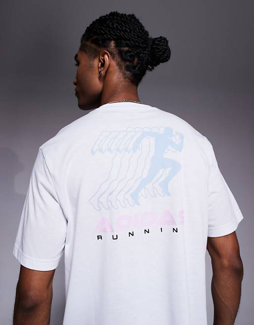adidas Running t-shirt with retro back print in white