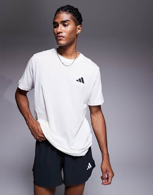 adidas Running t-shirt with sun back print in off white