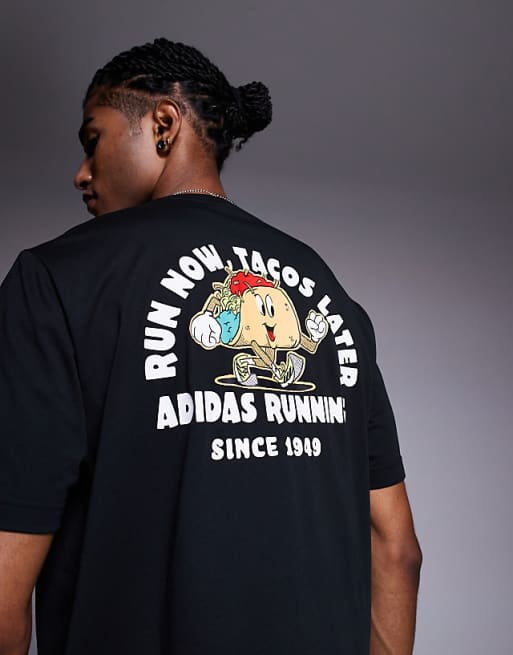 Adidas Running T-shirt With Taco Graphic In Black