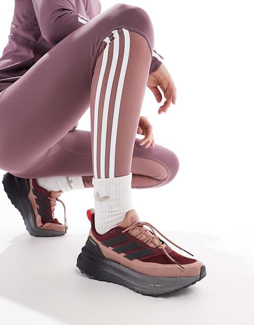 adidas Running Ultraboost 5 Climawarm trail trainers in burgundy and black