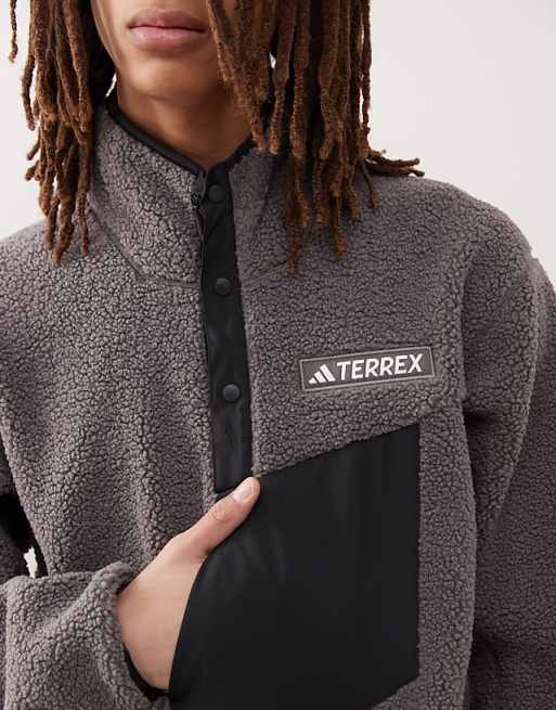 Adidas Terrex Unisex Teddy Fleece In Charcoal
