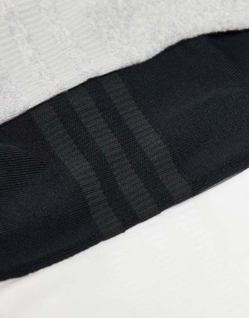 Adidas Training 3 Pack Ankle Socks In Black White And Grey
