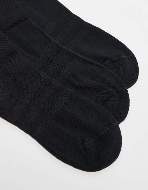 Adidas Training 3 Pack Crew Socks In Black