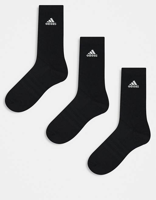 adidas Training 3 pack crew socks in black