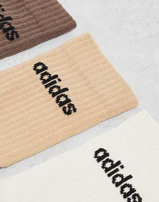 Adidas Training 3 Pack Crew Socks In Neutrals