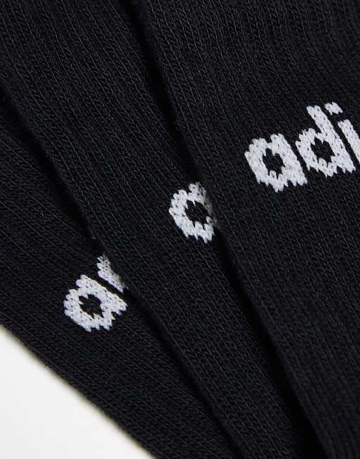Adidas Training 3-pack Linear Logo Crew Socks In Black