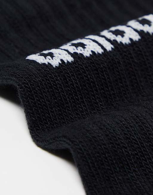 Adidas Training 3-pack Linear Logo Crew Socks In Black