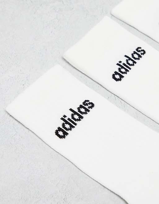 Adidas Training 3-pack Linear Logo Crew Socks In White