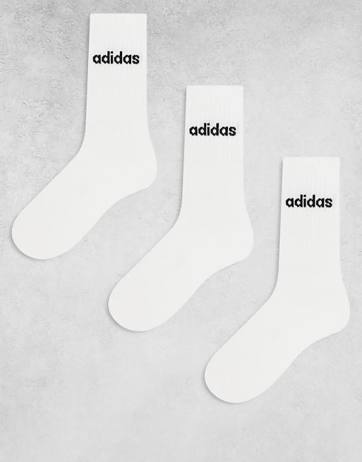 adidas Training 3-pack linear logo crew socks in white