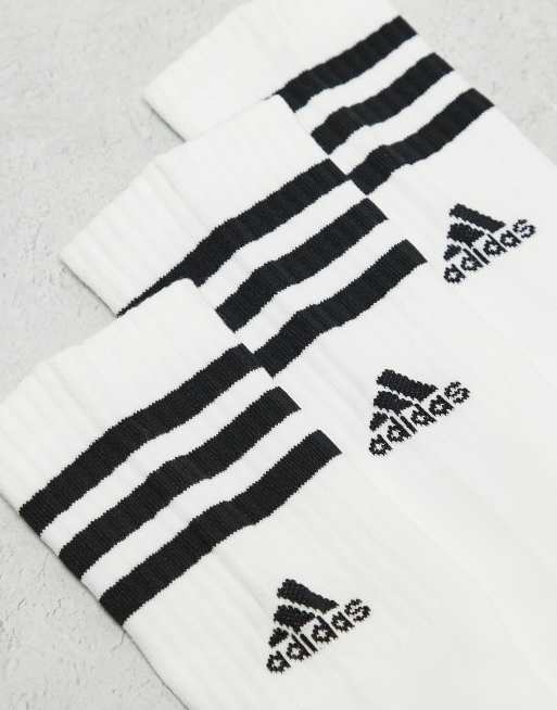 Adidas Training 3 Pack Three Stripe Socks In White