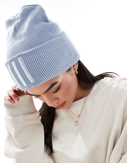 Adidas Training 3 Stripe Beanie In Blue