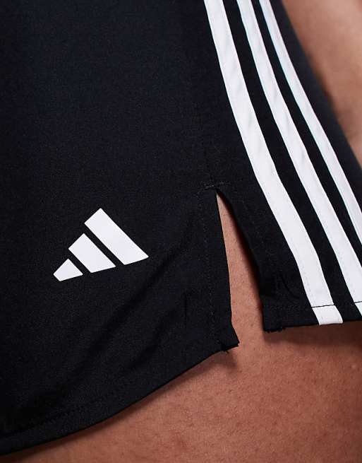 Adidas Training 3 Stripe High Waisted Shorts In Black