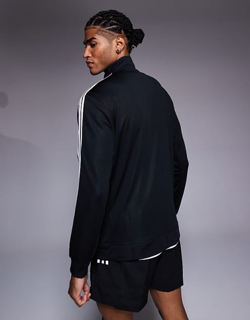 Adidas Training 3 Stripe Track Jacket In Black