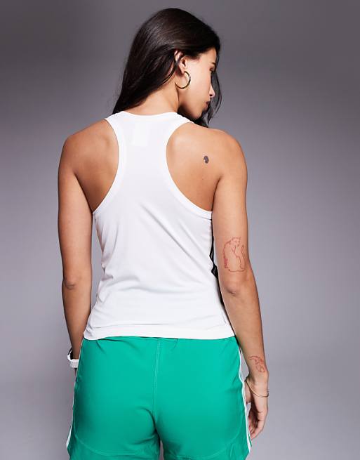 Adidas Training 3 Stripe Vest Top In White