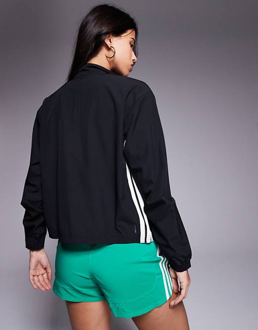 Adidas Training 3 Stripe Woven Jacket In Black