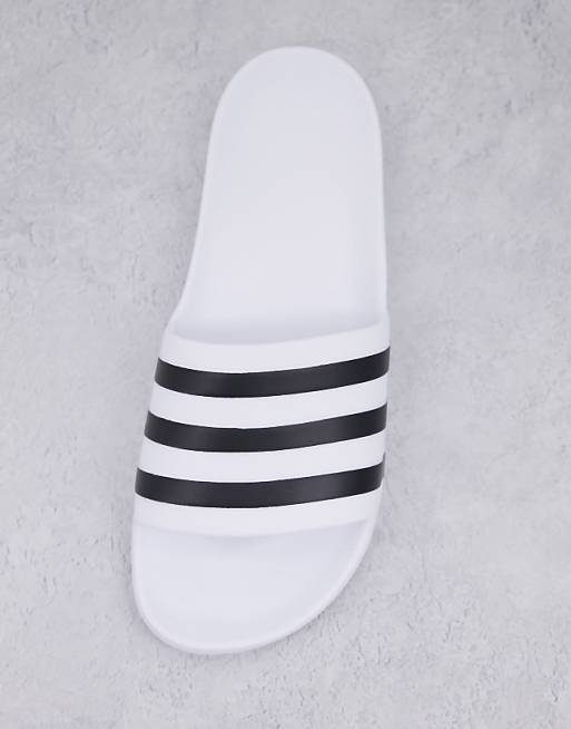 Adidas Training Adilette Sliders In White And Black