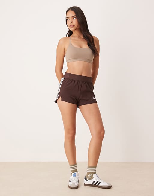 Adidas Training All Me Light Support Sports Bra In Chalky Brown