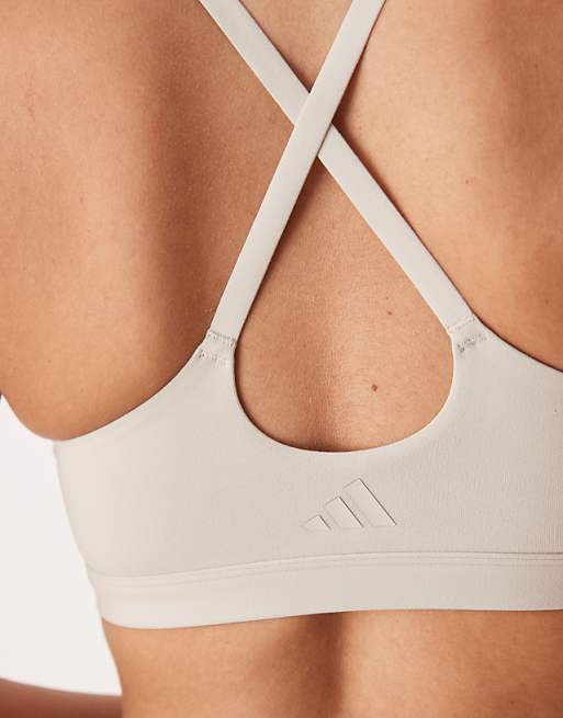 Adidas Training All Me Light Support Sports Bra In Stone