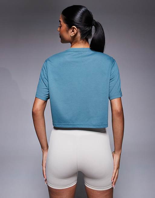 Adidas Training Boxy Cropped T-shirt In Teal