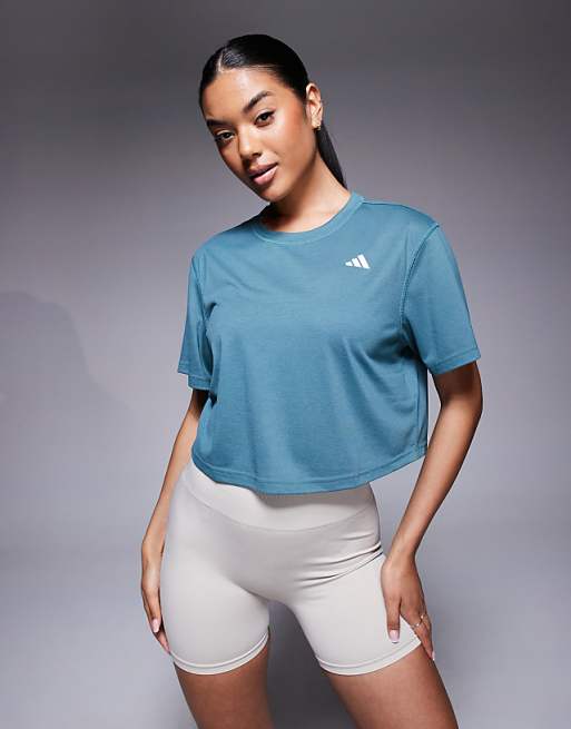 adidas Training boxy cropped t-shirt in teal