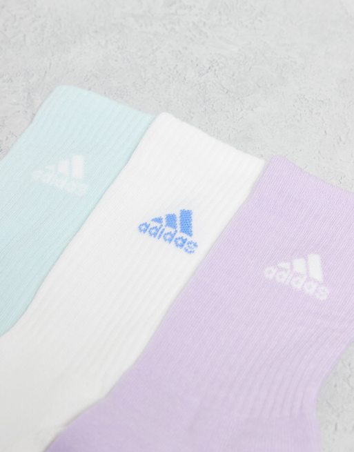 Adidas Training Crew Socks In Blue White Lilac 3 Pack