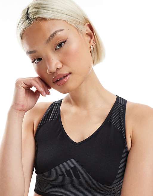 Adidas Training D4T Light Support Sports Bra In Black