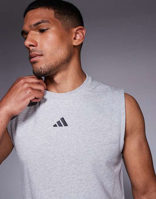Adidas Training D4T Sleeveless T-shirt In Grey Heather
