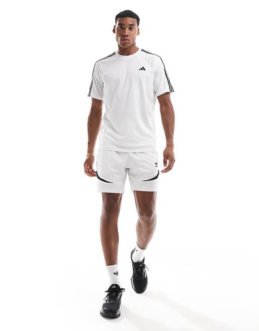 Adidas Training Essential 3 Stripe T-shirt In White